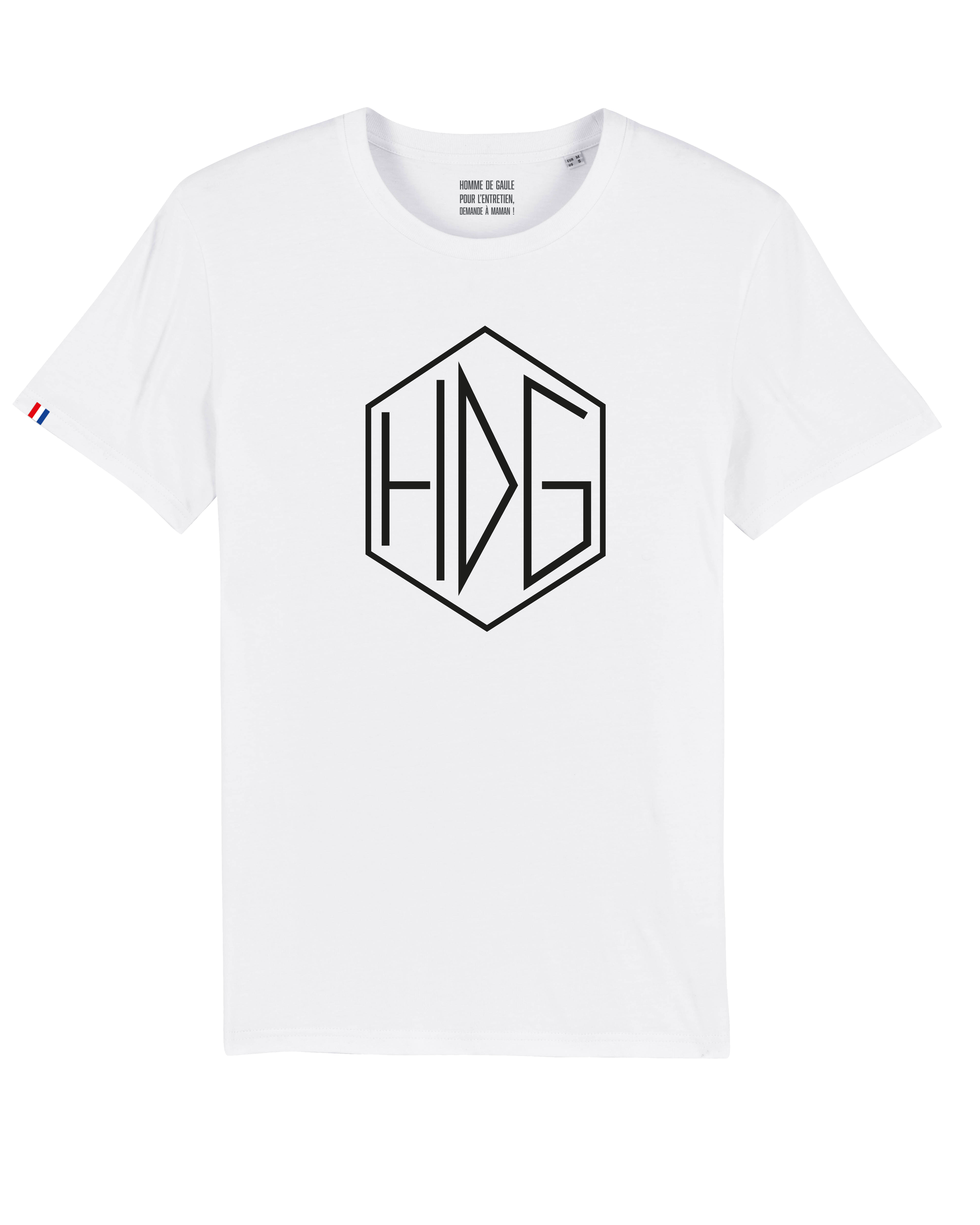 T-Shirt Blanc Hexagone Noir Homme De Gaule HDG